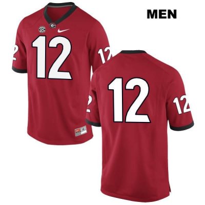 Men's Georgia Bulldogs NCAA #12 Tray Bishop Nike Stitched Red Authentic No Name College Football Jersey WQL1454RM